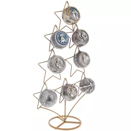 Набор серебряных шаров "Религиозные" на подставке-ёлке, 8 шаров