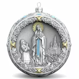Набор серебряных шаров "Религиозные" на подставке-ёлке, 8 шаров