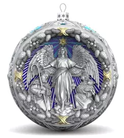 Набор серебряных шаров "Религиозные" на подставке-ёлке, 8 шаров