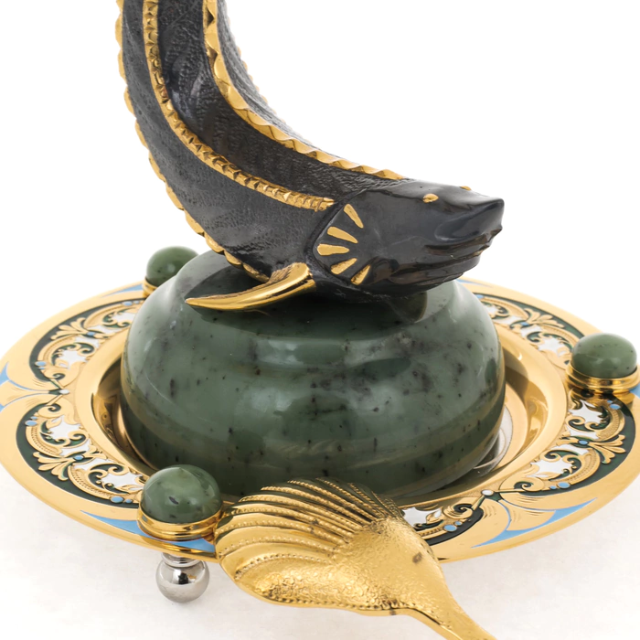 Caviar bowl made of jade and porcelain "Beluga" Zlatoust
