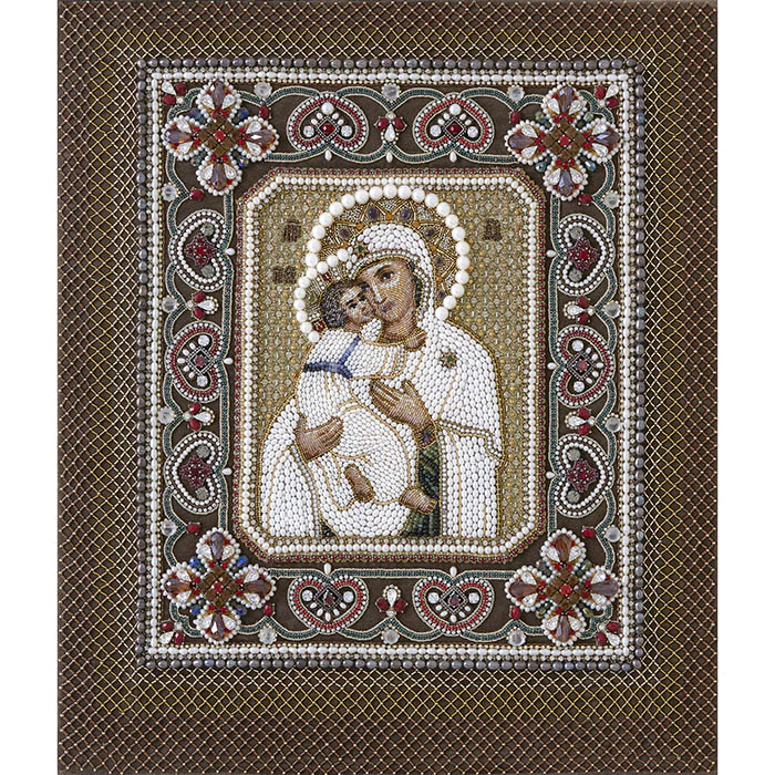 The embroidered icon of Our Lady of Vladimir