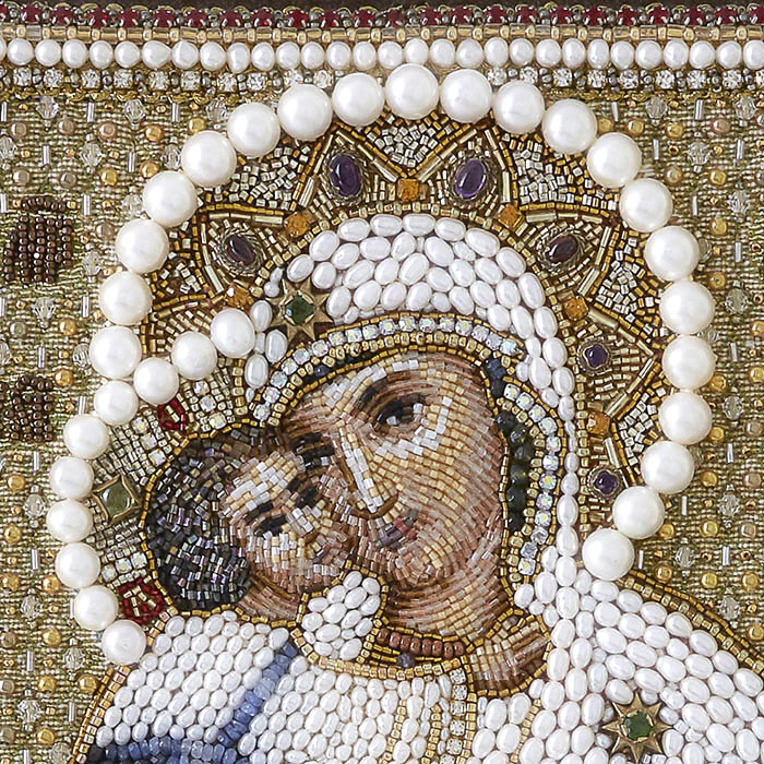The embroidered icon of Our Lady of Vladimir