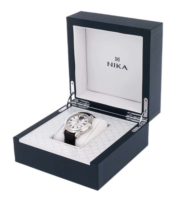 Silver "Celebrity" Wristwatch with dark blue strap