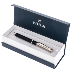Fountain pen made of silver and brass "Status" black and silver