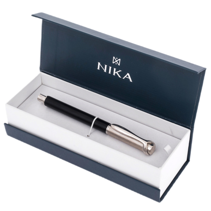 Fountain pen made of silver and brass "Status" black and silver