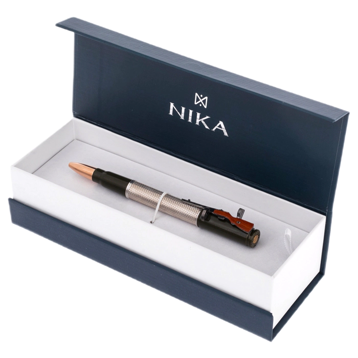 Ballpoint pen made of silver and brass "with a Shpagin submachine gun. Professional"
