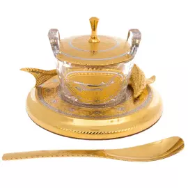 Икорница с крышкой "Кадка" на подставке,  Златоуст