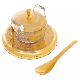 Икорница с крышкой "Кадка" на подставке,  Златоуст