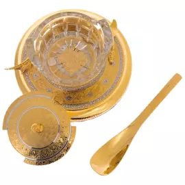 Икорница с крышкой "Кадка" на подставке,  Златоуст