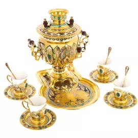 Чайный набор с самоваром "Радушный прием" на 4 персоны, 14 предметов, Златоуст