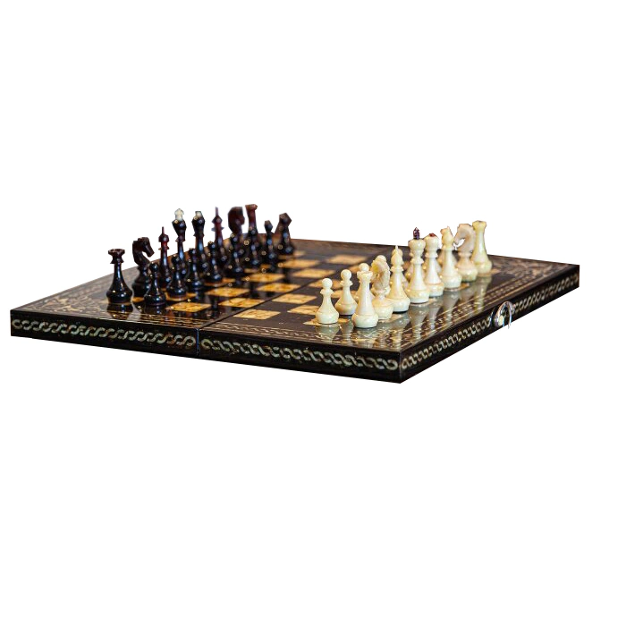 Chess made of stained oak and amber "Arabesque-Tina"