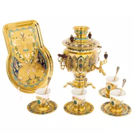 Чайный набор с самоваром "Радушный прием" на 4 персоны, 14 предметов, Златоуст