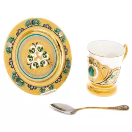 Чайный набор с самоваром "Радушный прием" на 4 персоны, 14 предметов, Златоуст