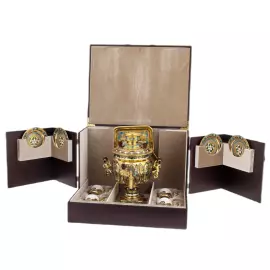 Чайный набор с самоваром "Радушный прием" на 4 персоны, 14 предметов, Златоуст