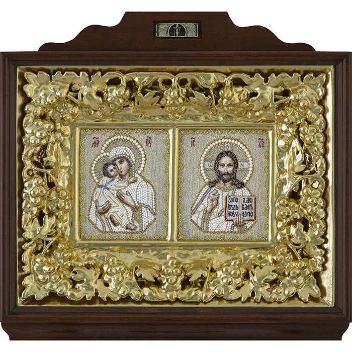Embroidered wedding couple "Our Lady of Vladimir. The Lord Almighty" in Kyoto
