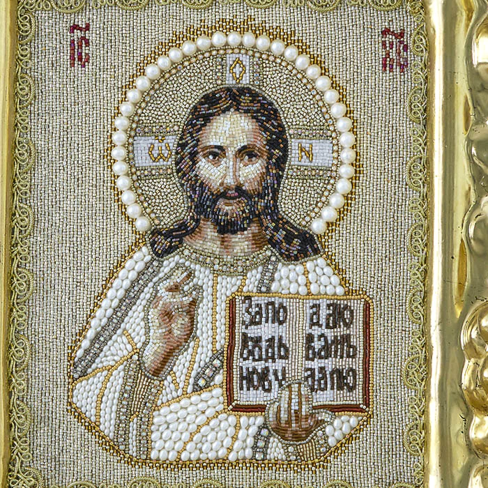 Embroidered wedding couple "Our Lady of Vladimir. The Lord Almighty" in Kyoto