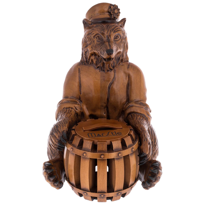 Honey pan made of solid beech "Bear with a barrel"