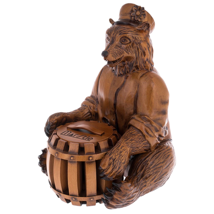 Honey pan made of solid beech "Bear with a barrel"