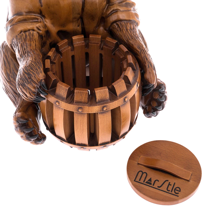 Honey pan made of solid beech "Bear with a barrel"