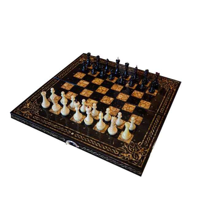 Chess made of stained oak and amber "Arabesque-Tina"