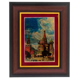 Gift set "Moscow" with a book and a painting "Kremlin" in a lacquered box, in Chinese