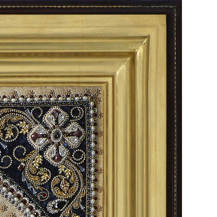 Embroidered icon of "Equal-to-the-Apostles Grand Duke Vladimir" in a frame and a kiosk