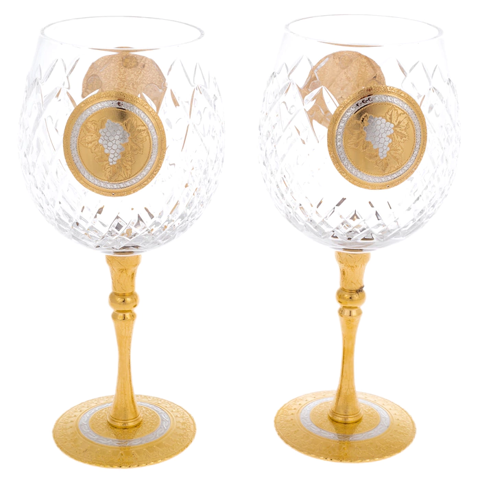 Set of wine glasses "Grapes" for 2 persons, Zlatoust