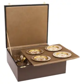 Чайный набор "Герб РФ" с эмалями, на 4 персоны Златоуст