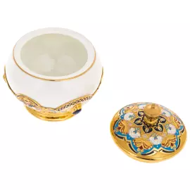 Кофейный набор "Рассвет" с лазуритом и эмалями, на 4 персоны, Златоуст