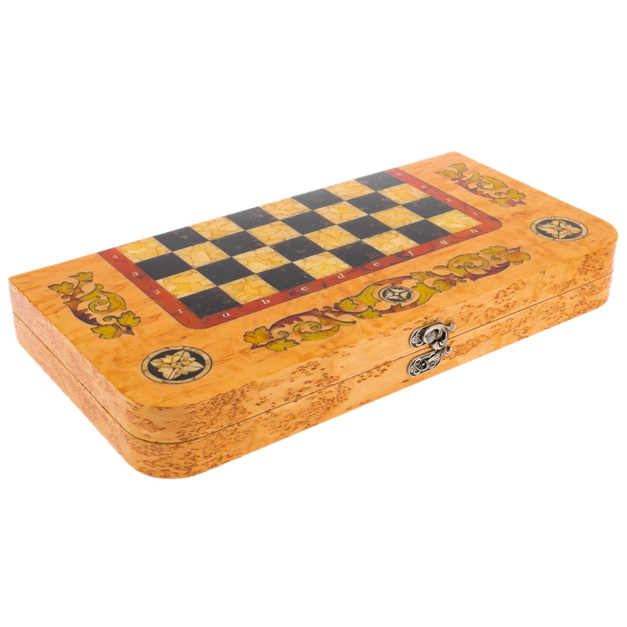 Chess made of amber and Karelian birch "Classic"
