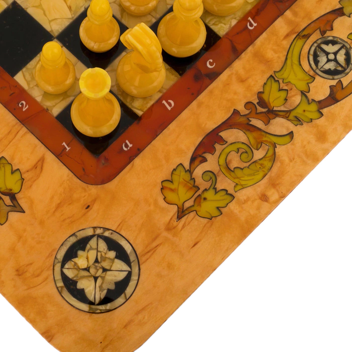 Chess made of amber and Karelian birch "Classic"