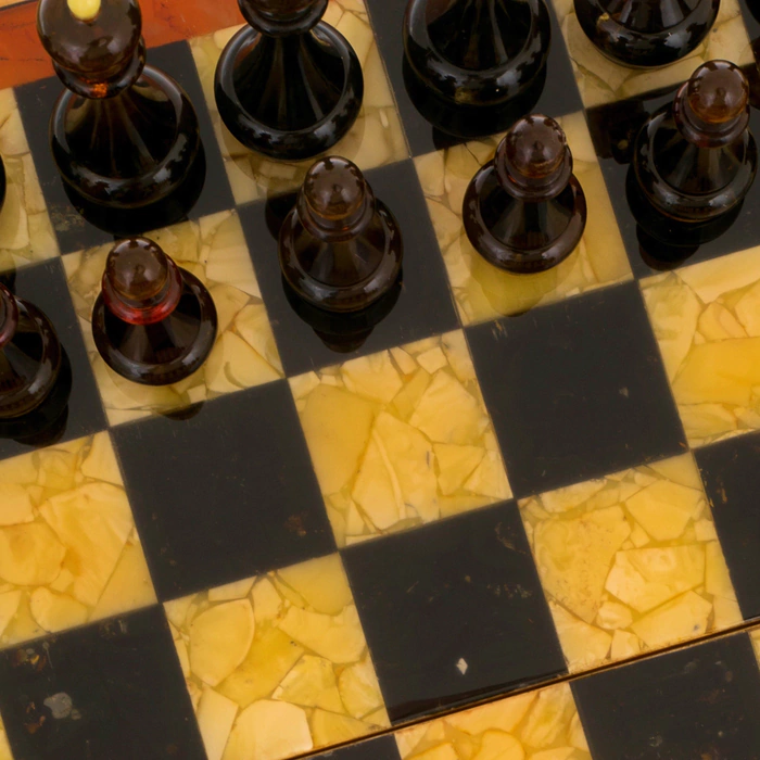 Chess made of amber and Karelian birch "Classic"