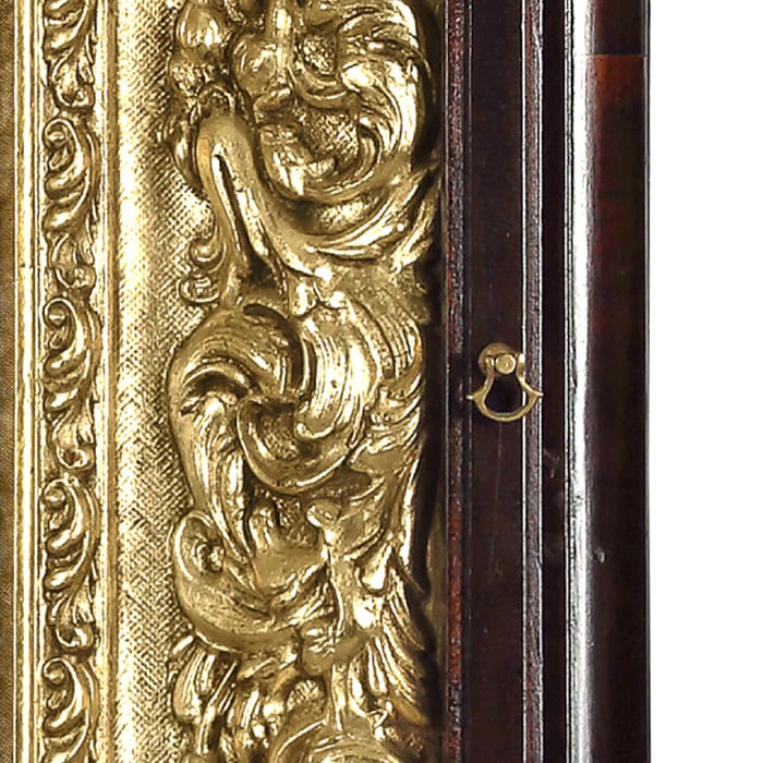 The embroidered icon "Blessed Prince Dimitri Donskoy" in an antique frame and a kiosk