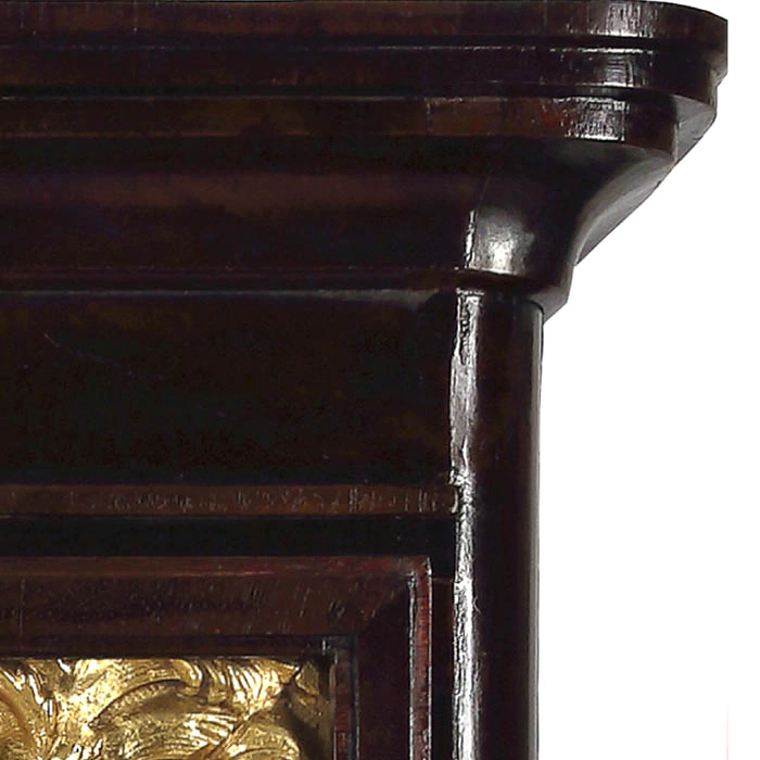 The embroidered icon "Blessed Prince Dimitri Donskoy" in an antique frame and a kiosk