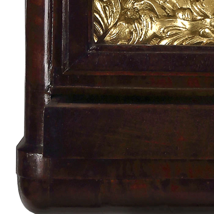 The embroidered icon "Blessed Prince Dimitri Donskoy" in an antique frame and a kiosk