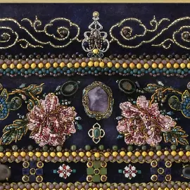 Вышитая икона "Святитель Иоанн Шанхайский" в раме и киоте