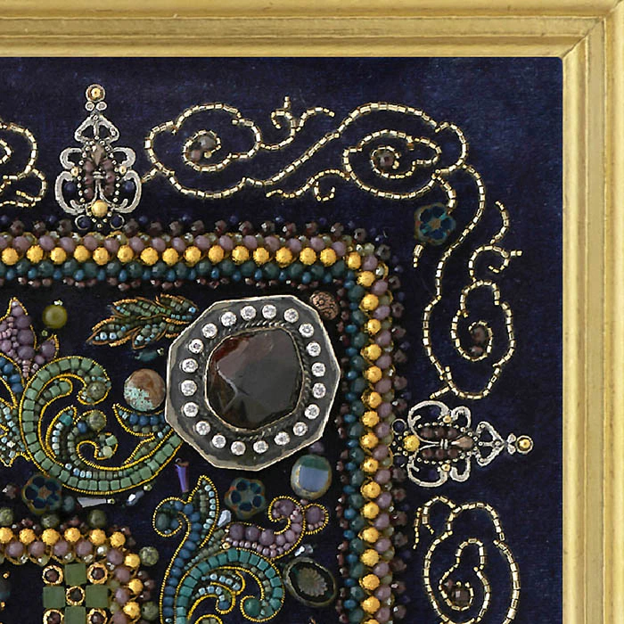 Embroidered icon of St. John of Shanghai in a frame and a kiosk