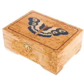 Шкатулка для украшений из карельской березы "Тёмная бабочка"