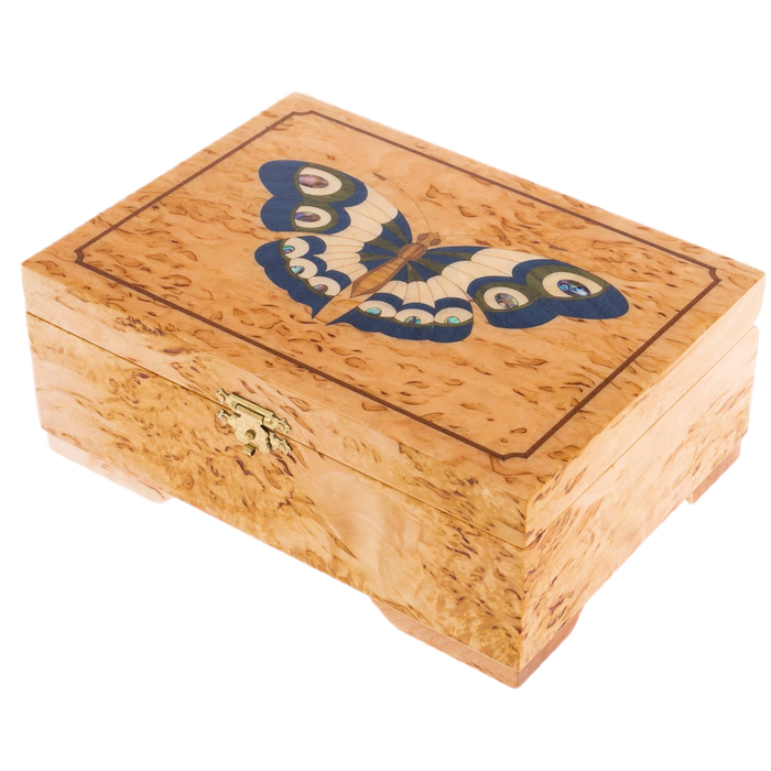 Karelian birch jewelry box "Dark Butterfly"