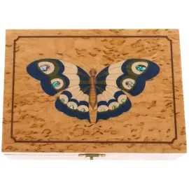 Шкатулка для украшений из карельской березы "Тёмная бабочка"