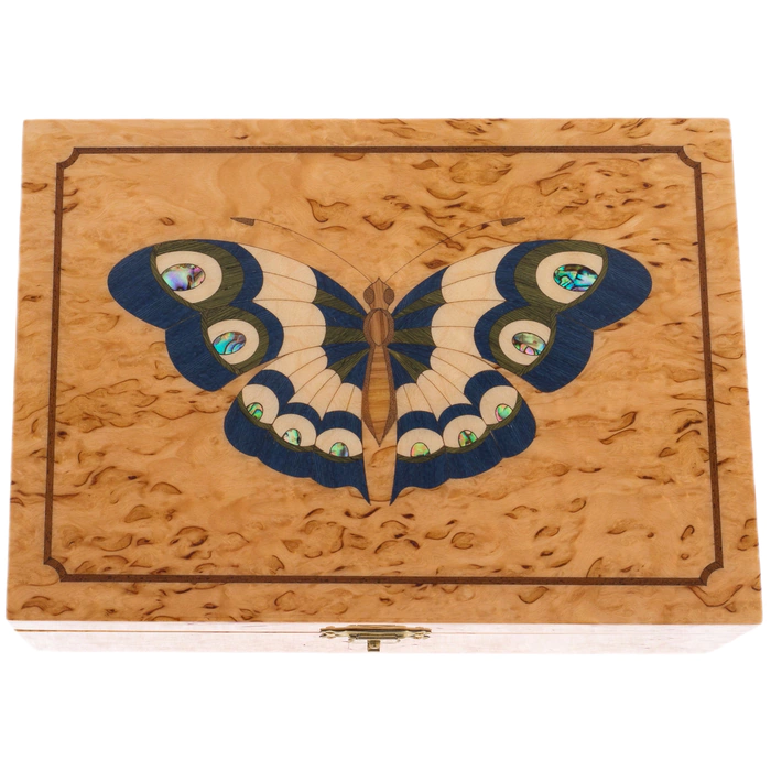 Karelian birch jewelry box "Dark Butterfly"