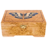 Шкатулка для украшений из карельской березы "Тёмная бабочка"