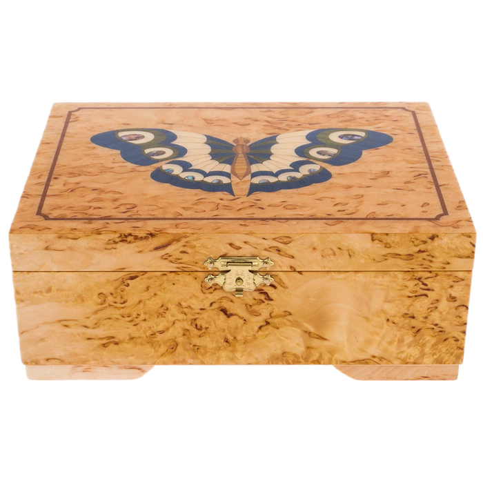Karelian birch jewelry box "Dark Butterfly"