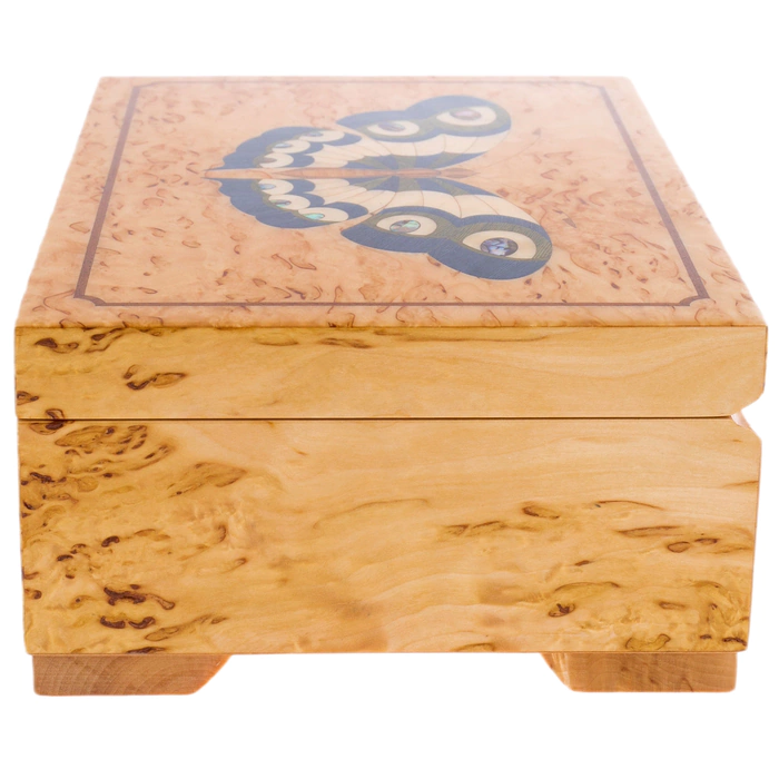 Karelian birch jewelry box "Dark Butterfly"