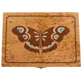 Шкатулка для украшений из карельской березы "Светлая бабочка"