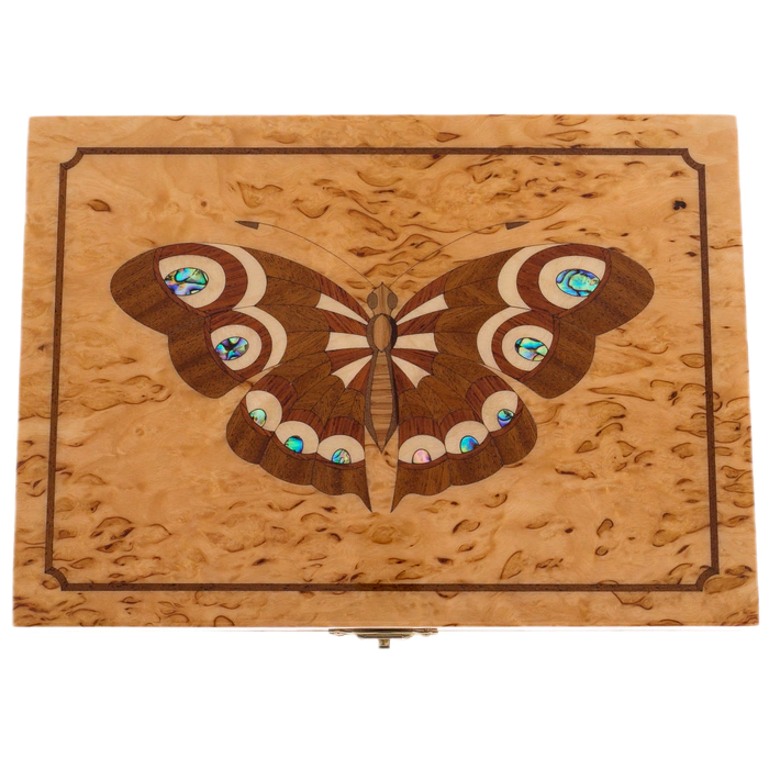 Karelian birch jewelry box "Light Butterfly"