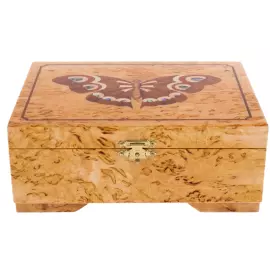 Шкатулка для украшений из карельской березы "Светлая бабочка"