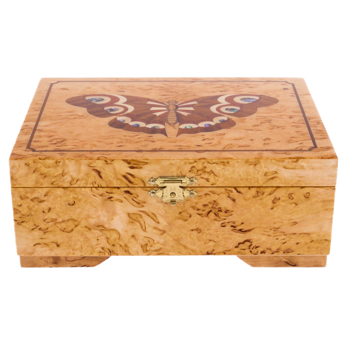 Karelian birch jewelry box "Light Butterfly"