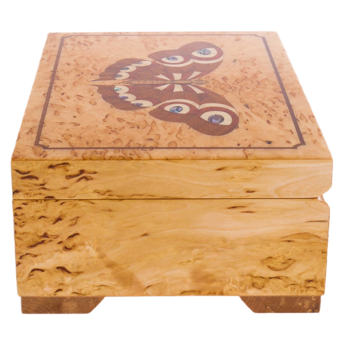 Karelian birch jewelry box "Light Butterfly"