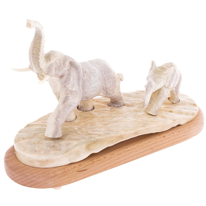 Moose horn sculpture "Elephants" on a stand